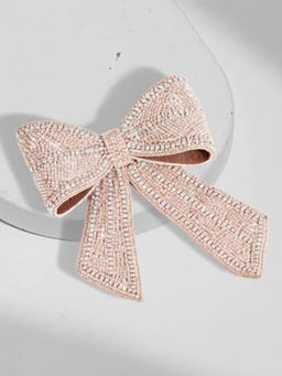 Hair Drama Co. - Women Blush Pink Beaded Embroidered Bow Clip