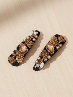Hair Drama Co. - Women Gloria Black Sequined Hair Clips (Pack of 2)