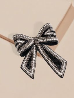 Hair Drama Co. - Women Noir Black Pearl Embellished Hair Bow Clip