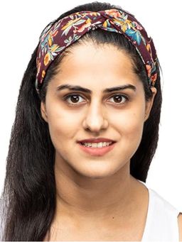 Deebaco - Women Maroon Flower Printed Fabric Hairband