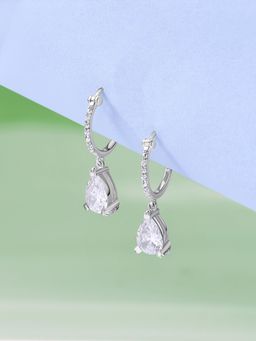 Ornate Jewels - Women 925 Silver American Diamond Glimmering Dangler Earrings