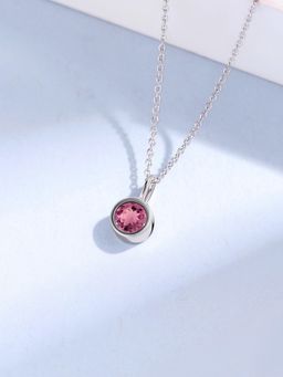 Ornate Jewels - Women 925 Silver Natural Pink Tourmaline Sweetheart Sparkle Necklace