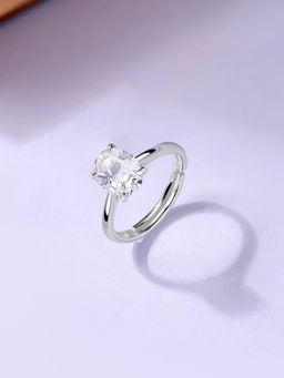 Ornate Jewels - Women 925 Silver American Diamond Sparkle Adjustable Ring