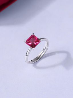 Ornate Jewels - Women 925 Silver Passion Pink Embrace Adjustable Ring