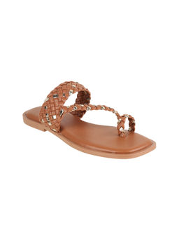 Mochi - Women's Brown One Toe Casual Flats