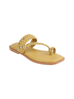 Mochi - Women's Yellow One Toe Casual Flats