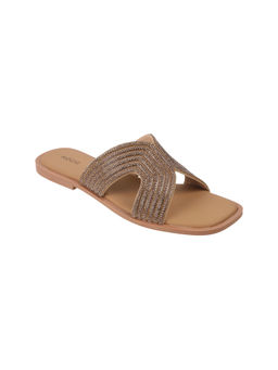 Mochi - Women's Bronze Open Party Wear Flats