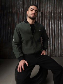 High Star - Men Polyester Relaxed Fit Band Collar Full Sleeves Jacket