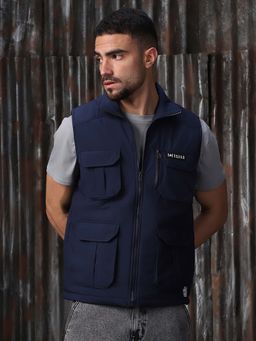 High Star - Men Polyester Regular Fit Collar Sleeveless Jacket