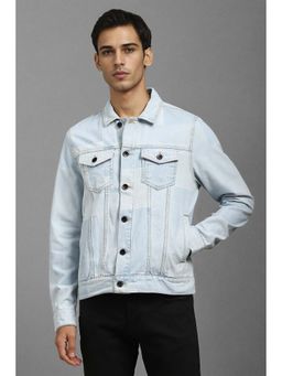 Louis Philippe - Men Casual Light Blue Solid Jacket