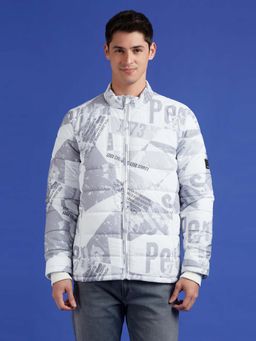 Pepe Jeans - Grey Typographic Print Full Sleeves Puffer Jacket
