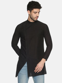 SHOWOFF - Mens Casual Black Slim Fit Full Kurta