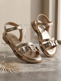 Bubblegummers - Girls Gold Sandals with Easy-To-Wear Design and Comfortable Sole