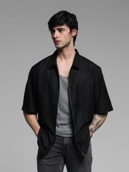 Jack & Jones - Mens Black Solid Oversized Fit Shirt