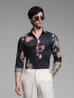 Jack & Jones - Mens Black Floral Print Slim Fit Shirt