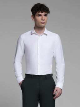 Jack & Jones - Mens White Self Design Slim Fit Shirt