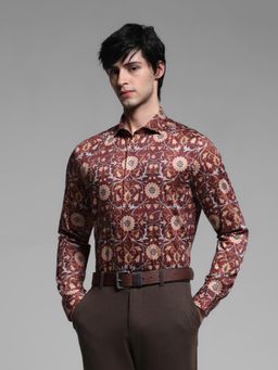 Jack & Jones - Mens Brown Floral Print Slim Fit Shirt