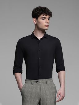 Jack & Jones - Mens Black Solid Slim Fit Shirt