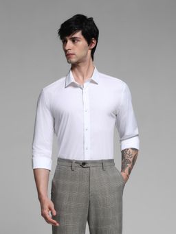 Jack & Jones - Mens White Solid Slim Fit Shirt