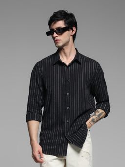 Jack & Jones - Mens Black Stripes Slim Fit Shirt