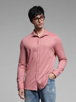 Jack & Jones - Mens Peach Textured Slim Fit Shirt