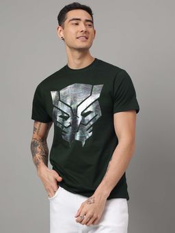 Free Authority - Green Black Panther Graphic Printed Regular Fit T-Shirt for Men