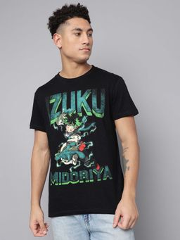 Free Authority - Black My Hero Academia Graphic Printed T-Shirt for Men