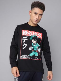 Free Authority - Black My Hero Academia Graphic Printed T-Shirt for Men