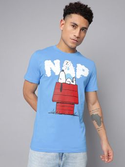 Free Authority - Blue Peanuts Graphic Printed T-Shirt for Men