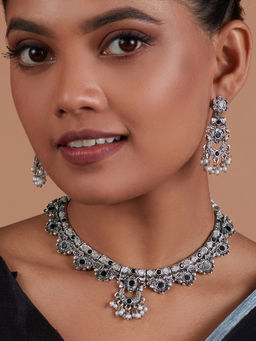 Azai by Nykaa Fashion - Festive Oxidised Black and Silver Sequined Jewellery Set of 2