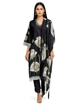 CUSTARD - Black Printed Cotton Kurta & Pant With Dupatta For Women (Set of 3)