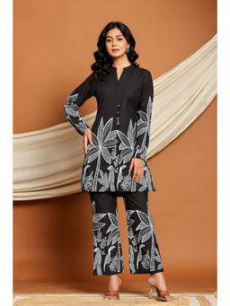 CUSTARD - Black Cotton Floral Printed Co-Ord For Women (Set of 2)