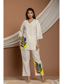 CUSTARD - Off White Printed Cotton Co-Ord For Women (Set of 2)