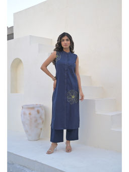 Suramya - Blue Sleeveless Co-Ord for Women (Set of 2)