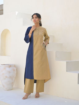 Suramya - Taupe Colorblock Co-Ord for Women (Set of 2)