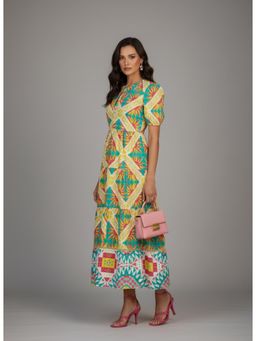 Twenty Dresses by Nykaa Fashion - Poly Rayon Short Sleeve Printed Maxi Dress