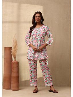House of Chikankari - Women's Cotton Chikankari Printed Co-Ord (Set of 2)