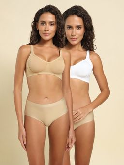 Van Heusen Woman Lingerie and Athleisure - Side Support Non Padded Bralette Beige (Pack of 2)