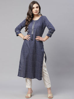 Divena - Indigo Cotton Straight Kurti