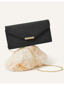 Accessorize London - Womens Black Suedette Envelope Clutch Bag