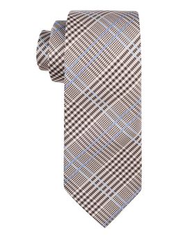 The Tie Hub - Williams Cream Blue Plaid Microfiber Necktie
