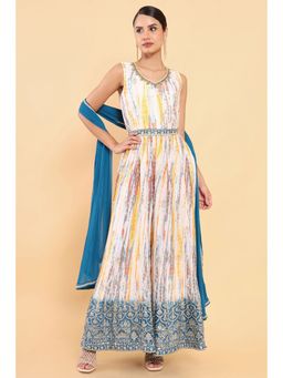 Soch - Women Multi-color Silk Tie & Dye Jumpsuit (Set of 2)