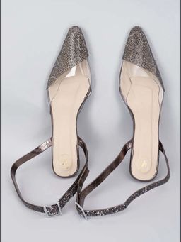 Sana K Luxurious Footwear - Silver Sleek Cheek Pointed Toe Heel Sandals