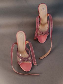 Sana K Luxurious Footwear - Knotty Pink With Strap Heel Sandalss