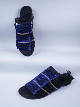 Sana K Luxurious Footwear - Shoe Lace Closed Slip On Blue Sandals