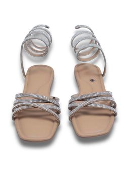 Sana K Luxurious Footwear - Nude Beige Leather Square Toe Casual Flats
