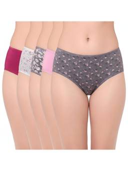 Juliet - Cotton Hipster Premium Full Coverage Stretchable Fabric Panties (Pack of 5)
