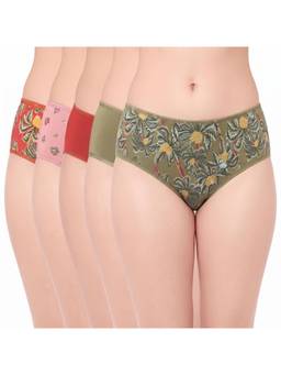 Juliet - Cotton Hipster Premium Full Coverage Stretchable Fabric Panties (Pack of 5)