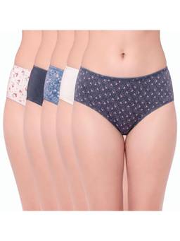 Juliet - Cotton Hipster Premium Full Coverage Stretchable Fabric Panties (Pack of 5)