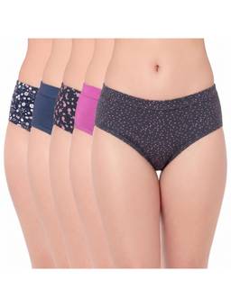 Juliet - Cotton Hipster Premium Full Coverage Stretchable Fabric Panties (Pack of 5)